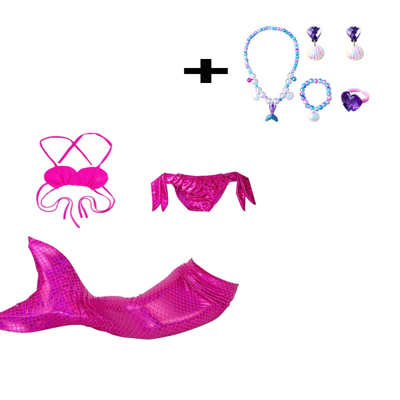 Little Girl Mermaid Tail Swimsuit — Kids Beach Bikini Cosplay Costume, Perfect Birthday Gift for Girls