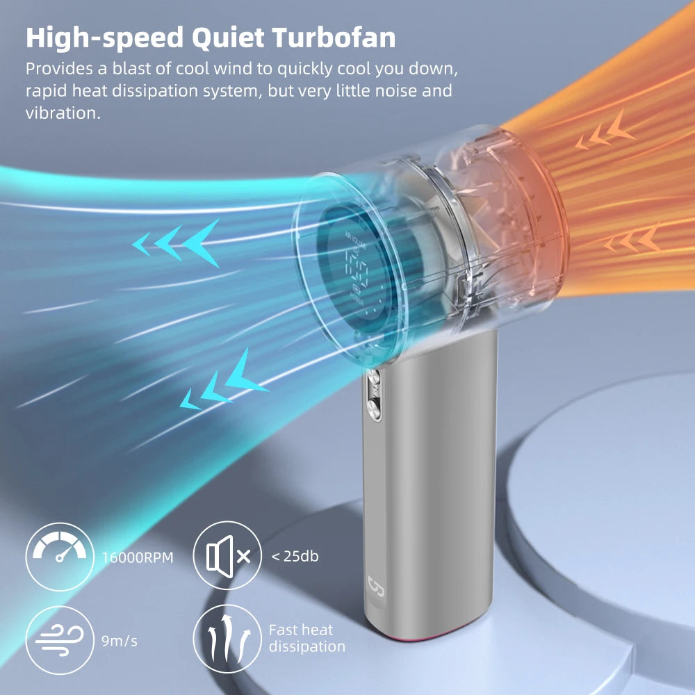 Mini Rechargeable Handheld Fan — Strong Wind with 100-Speed Digital Display