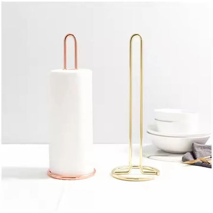 Metal Paper Towel Holder Stand – Modern Minimalist Countertop Dispenser, Elegant Gold & Rose Gold Finish for Kitchen & Dining Table