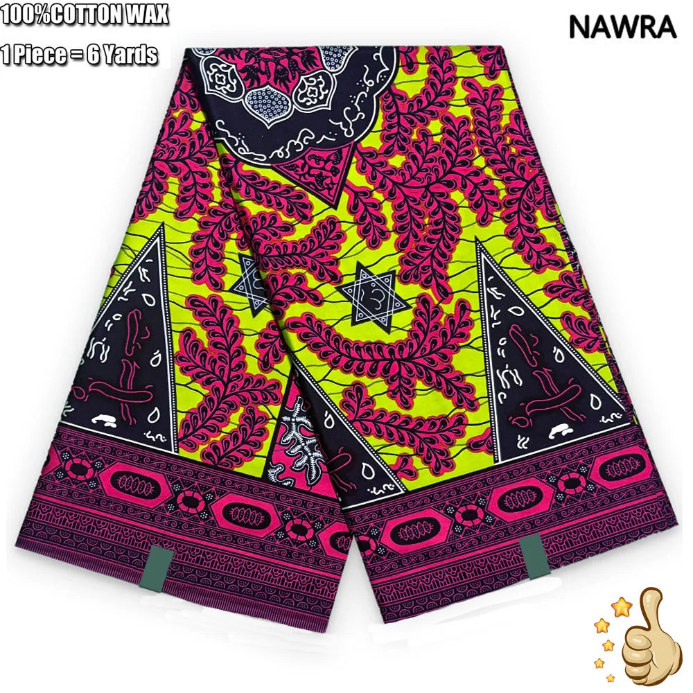 100% Cotton African Real Wax Fabric - Ankara Batik Pagne Sewing Material for Women's Dresses