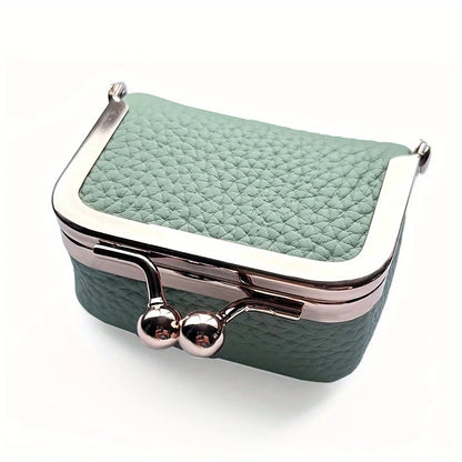 Women’s PU Leather Jewelry Organizer Box – Solid Color Ring, Necklace & Earring Storage Case with Mini Coin Purse Kiss Lock