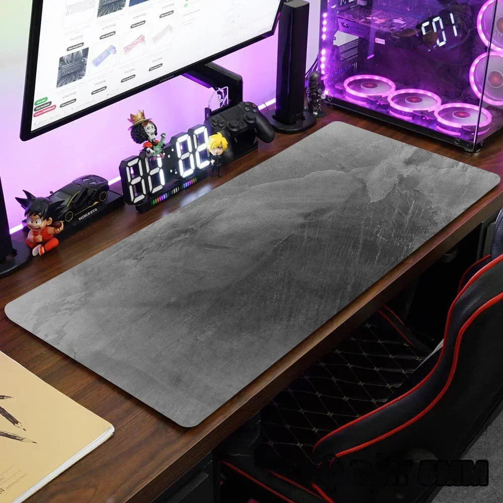 900x400mm XXL Large Desk Mouse Pad – Grey Gaming Keyboard Mat with Overlock Edge, Anti-Slip Computer Desk Mat Accessories