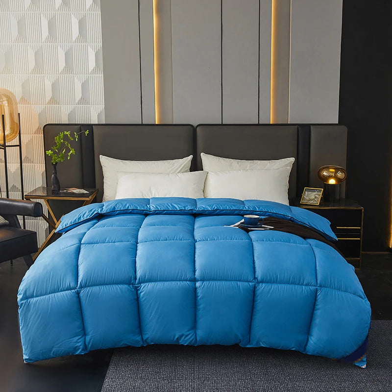 Winter Warm Thick Duvet – 100% Cotton Cover, Fiber Down Filling, 150x200cm White Quilt for Cozy Sleep