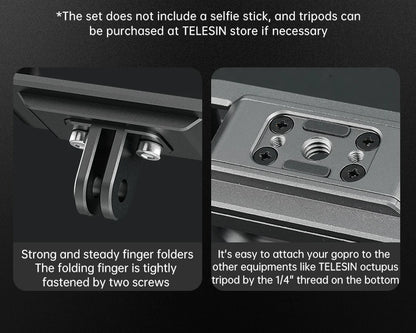 TELESIN Aluminum Alloy Cage for GoPro Hero 12/11/10/9 – Vlog Frame Case with Cold Shoe Mount & Protective Housing