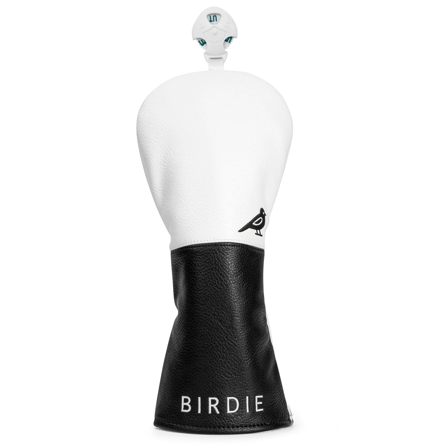 White Premium Leather Birdie Golf Head Cover – Elegant Embroidery for Driver, Fairway Wood & Hybrid Clubs