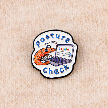 Shrimp Enamel Pin – Funny “Check” Quote Lapel Brooch for Backpacks, Women’s Fashion & Gifts