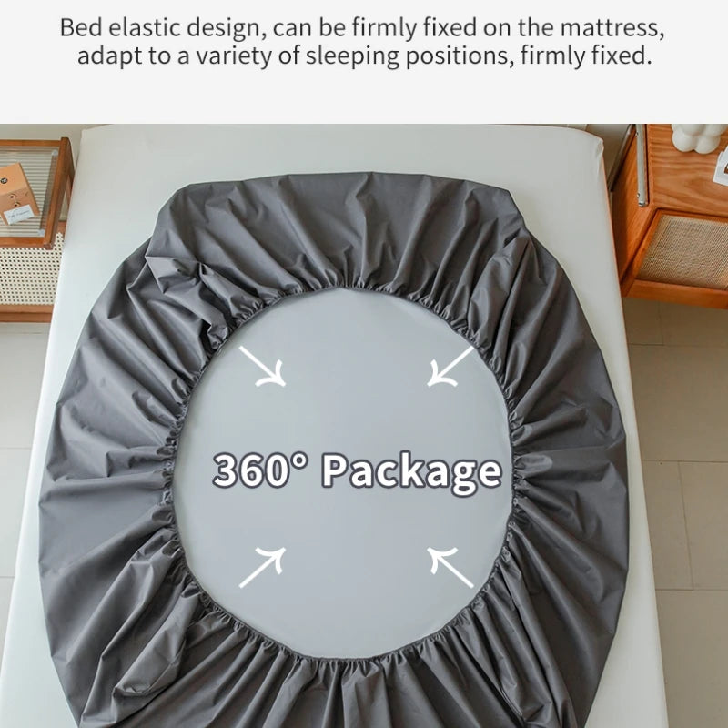 Waterproof Fitted Bed Sheet – 360 Elastic Band Mattress Protector for Single, Double, King & Queen Size