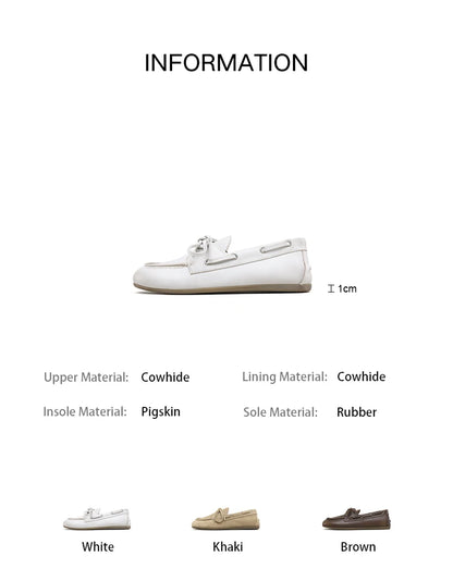 Smile Circle Women’s Genuine Leather Boat Shoes – Lace-Up Moccasins, Flat Casual Loafers