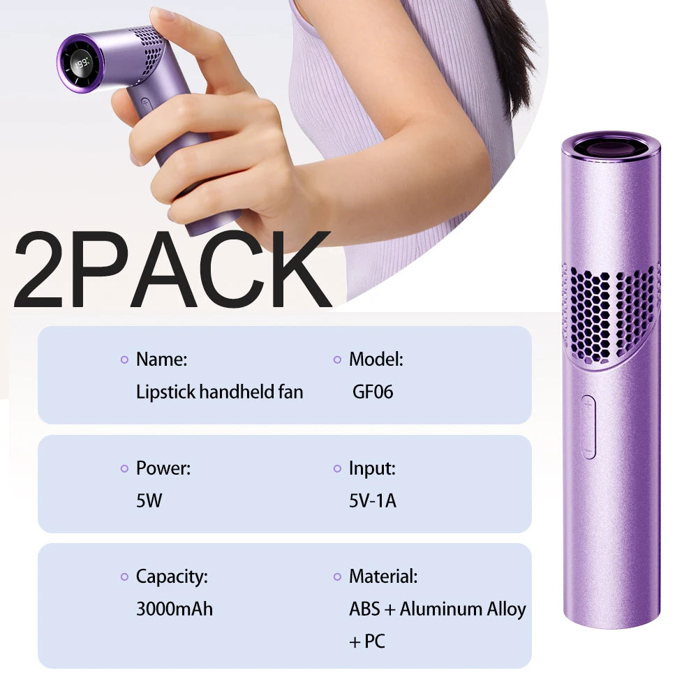 Foldable Mini Handheld USB Fan – Portable High-Speed Outdoor Cooling Fan with 199 Adjustable Speeds, Compact Lipstick Design Rechargeable Personal Air Cooler