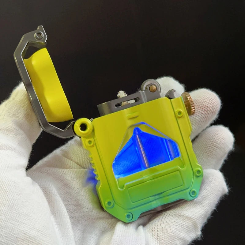 Creative LED Metal Kerosene Lighter : Cool Mechanical Design, Personalized High-Looking Gift for Men