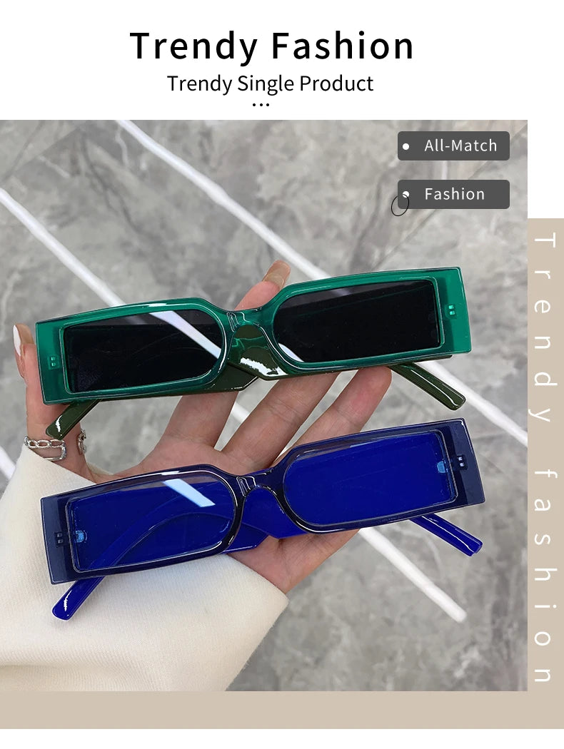 Luxury Rectangle Vintage Sunglasses for Men – Hip Hop Designer Black Small Frame UV400 Shades