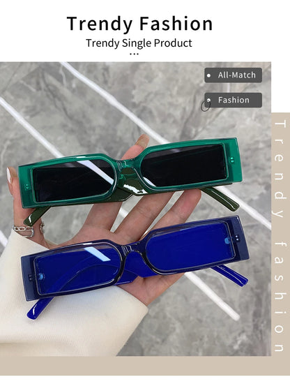 Luxury Rectangle Vintage Sunglasses for Men – Hip Hop Designer Black Small Frame UV400 Shades