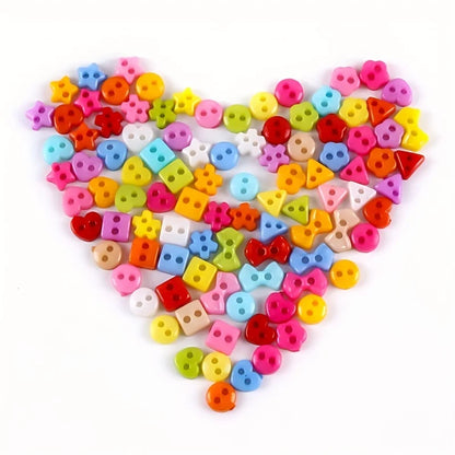 250pcs Mini Plastic Buttons for Dolls & Soft Toys Clothes - Assorted Colours & Designs, 3mm 4mm 5mm 6mm