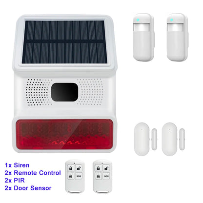 IP65 Waterproof Wireless Solar Strobe Siren Alarm – 433MHz Security for WiFi & GSM Home Alarm System