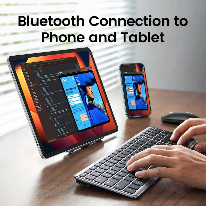 Wireless Bluetooth 5.0 & 2.4G Keyboard – 102-Key English Rechargeable USB-C Keyboard for MacBook, iPad, Tablet & PC Accessories