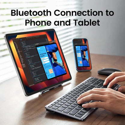 Wireless Bluetooth 5.0 & 2.4G Keyboard – 102-Key English Rechargeable USB-C Keyboard for MacBook, iPad, Tablet & PC Accessories