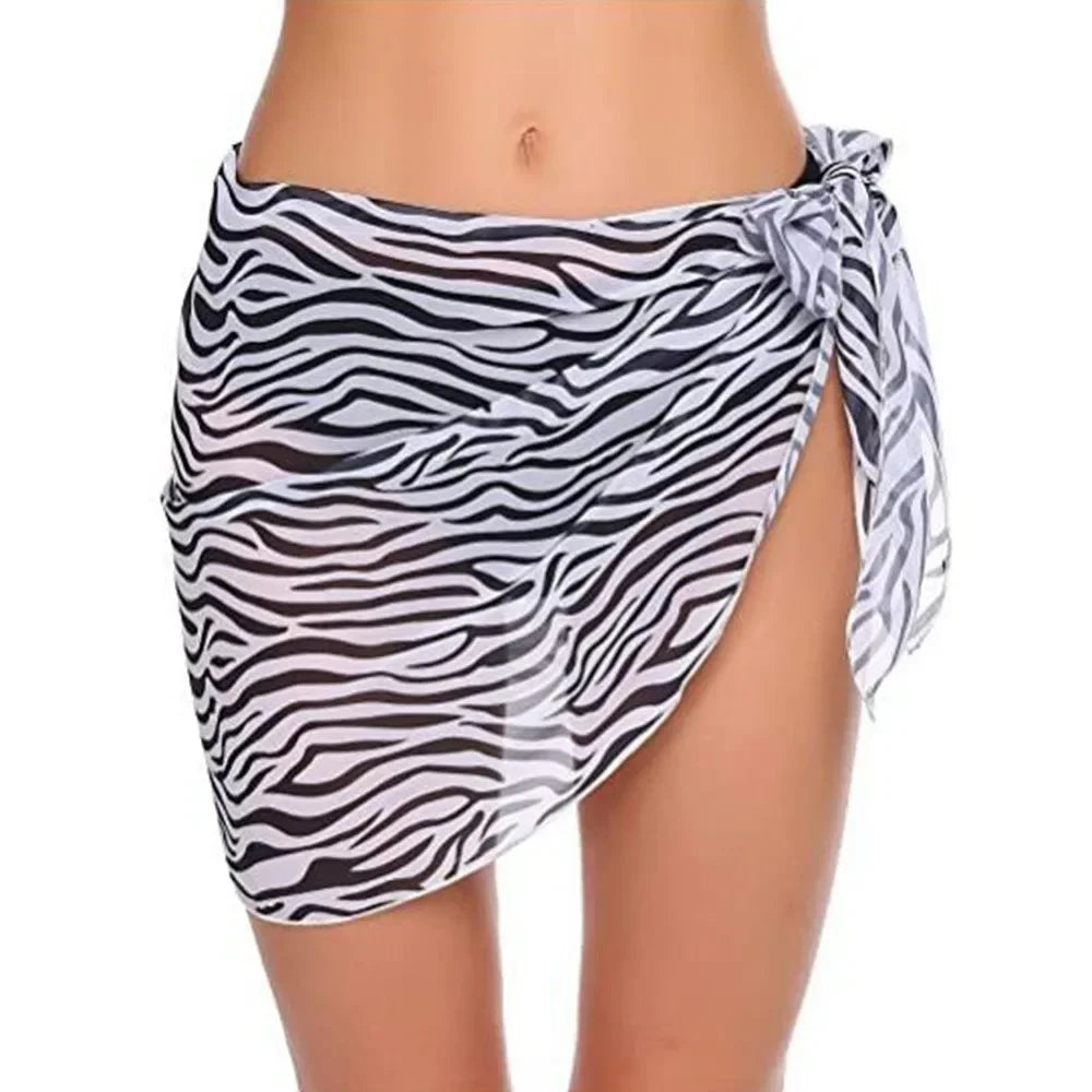 Women's Summer Sheer Sarong Cover-Up - Solid Chiffon Bikini Wrap Beach Skirt