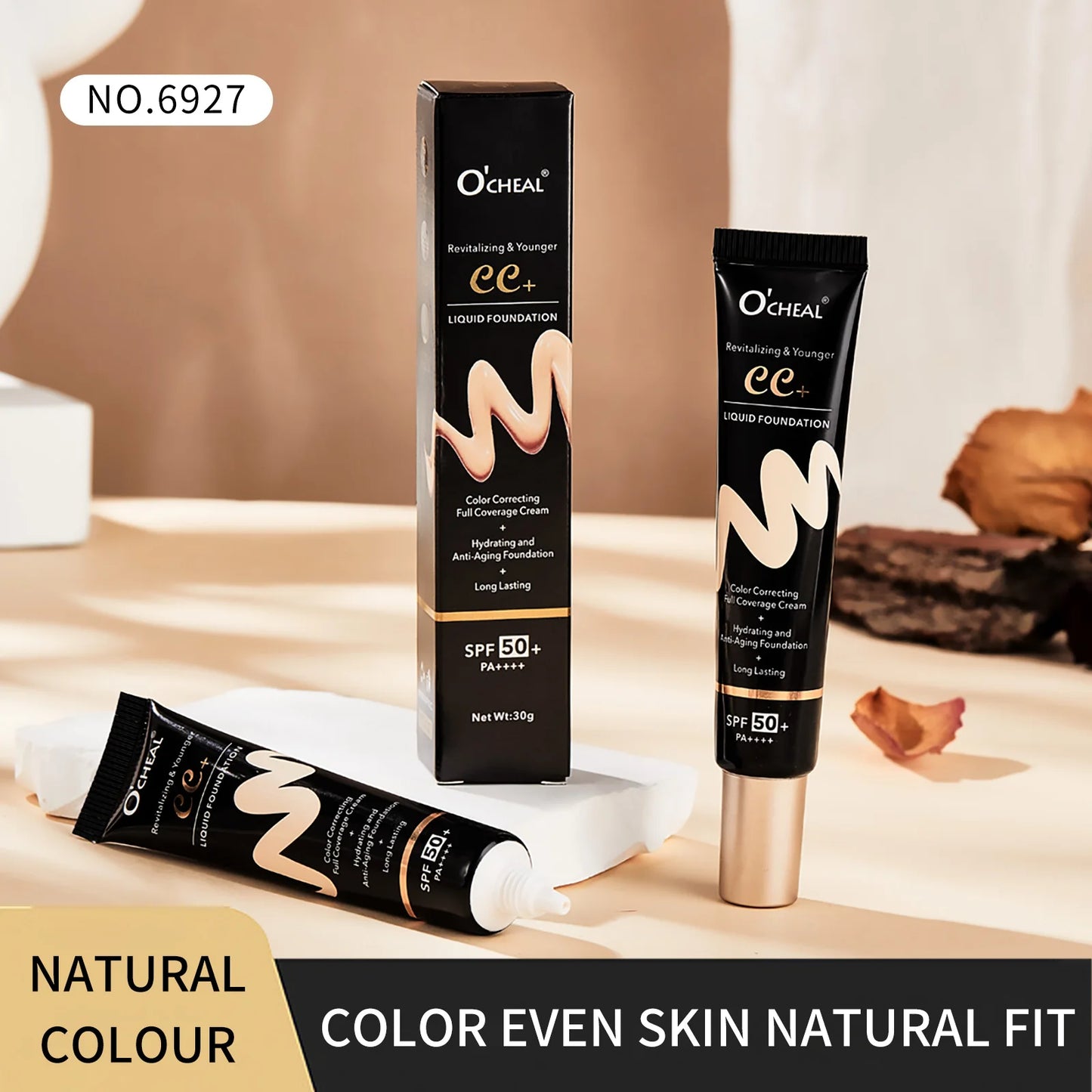 Ocheal 30g BB/CC Sunscreen Cream SPF 50/PA+++ – Anti-Aging, Long-Lasting Full Coverage Facial Foundation
