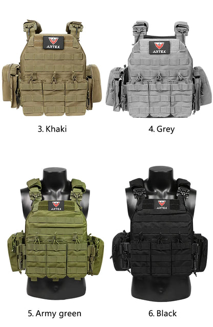 ARTEX Tactical Vest – 1000D Nylon, Quick Release, 6094K with Triple Magazine Pouch for Hunting & Airsoft Combat