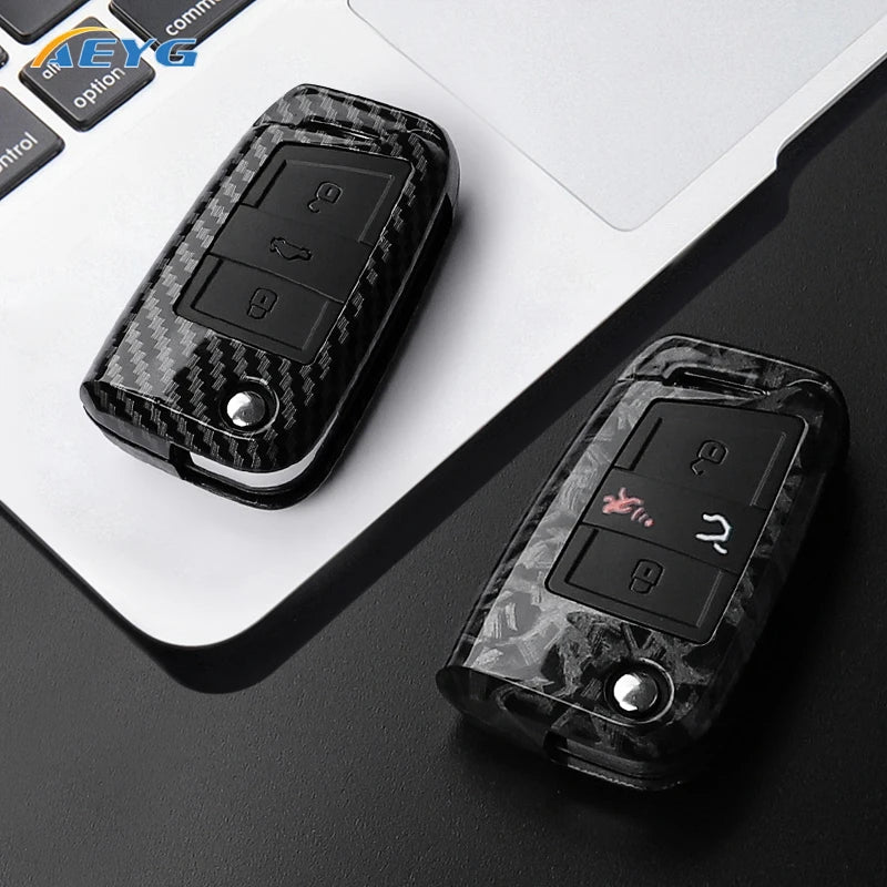 ABS Carbon Fiber Car Key Cover for VW, SEAT & Skoda – Fits Golf 7 MK7, Tiguan MK2, Ateca, Leon FR 2, Ibiza, Octavia