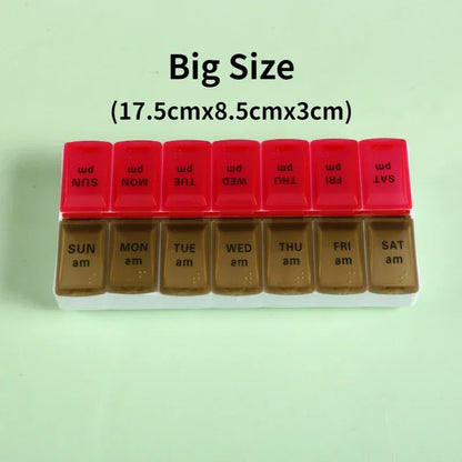 Weekly Travel Pill Organizer Box – 7-Day Portable Medicine & Vitamin Storage with 14 Grid Compartments