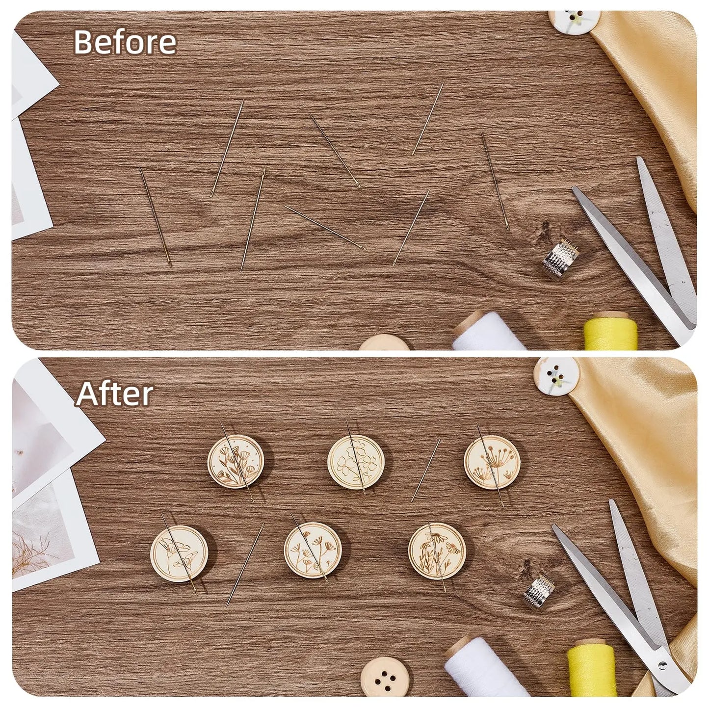 2PCS Round Magnetic Needle Minder Set Retro Embroidery Needle Holder Magnets