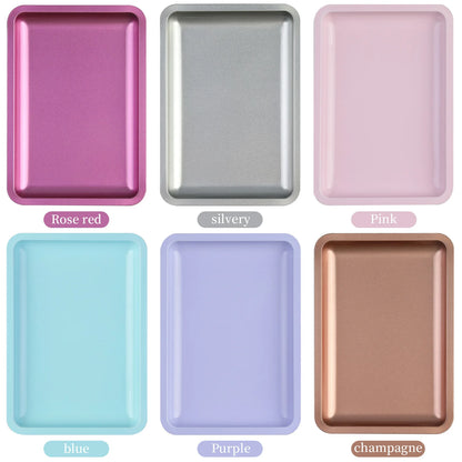 Square Stainless Steel Cosmetic Storage Tray – Nail Art Manicure Plate for Tools & False Nails