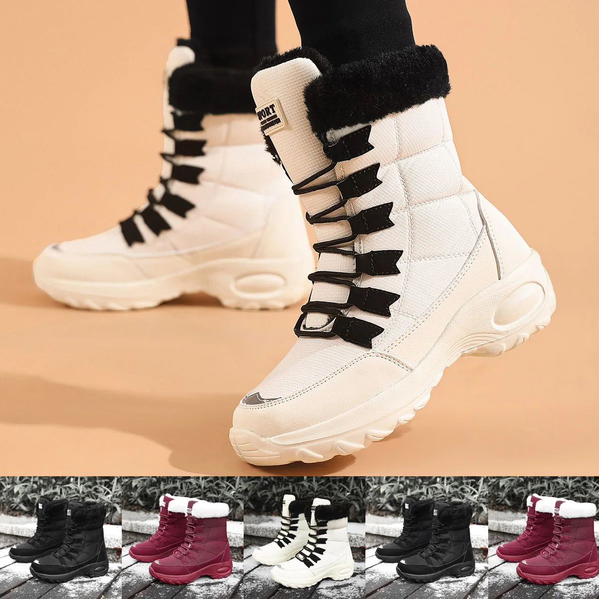Women's Winter Mid-Calf Snow Boots – Waterproof Thigh-High Hiking Boots for Warmth and Comfort
