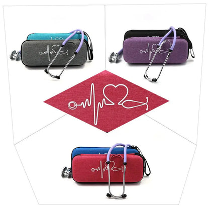 Portable EVA Stethoscope Storage Box: Travel Carrying Case Mesh Bag for Littmann Cardiology III & Medical Pen Organizer