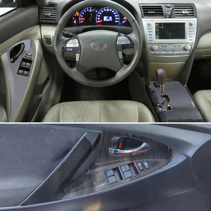 Toyota Camry Aurion XV40 2007-2011 Center Console Trim Decals - Carbon Fiber Interior Molding Sticker Set