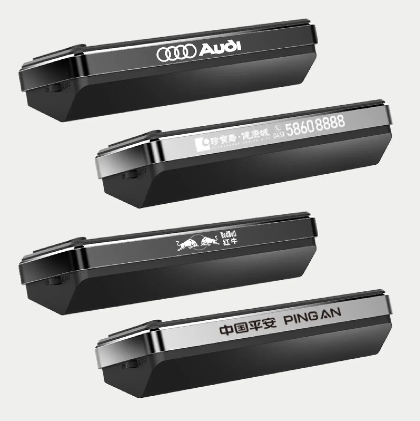 Solar LED Car Phone Number Plate — Hidden Temporary Parking Card with Multi-Number Display