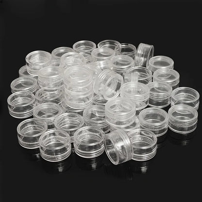 50Pcs Transparent Plastic Jewelry & Bead Storage Box Set – Small Round Containers for Makeup & Organizer