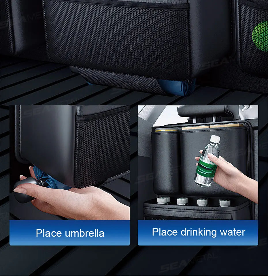 BLALION Car Trunk Leatherette Storage Bag — Detachable High-Capacity Hanging Organizer for Jeep, SUV & Van Seat Backs