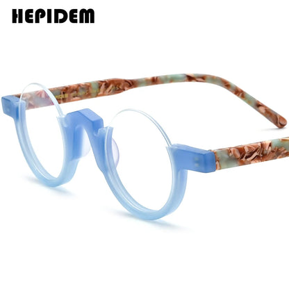 FONEX HEPIDEM Acetate Eyeglass Frames - Retro Round Vintage Eyewear for Men & Women
