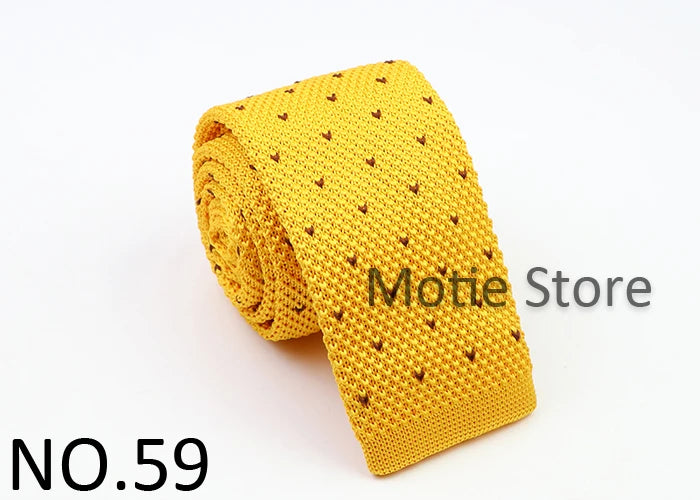 Classic Knit Neck Tie for Men — 6cm Plaid & Dots Casual Business Wedding Tie