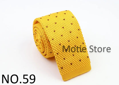 Classic Knit Neck Tie for Men — 6cm Plaid & Dots Casual Business Wedding Tie
