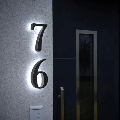 LED House Numbers - Illuminated Metal Backlit Address Sign for Door & Home Exterior
