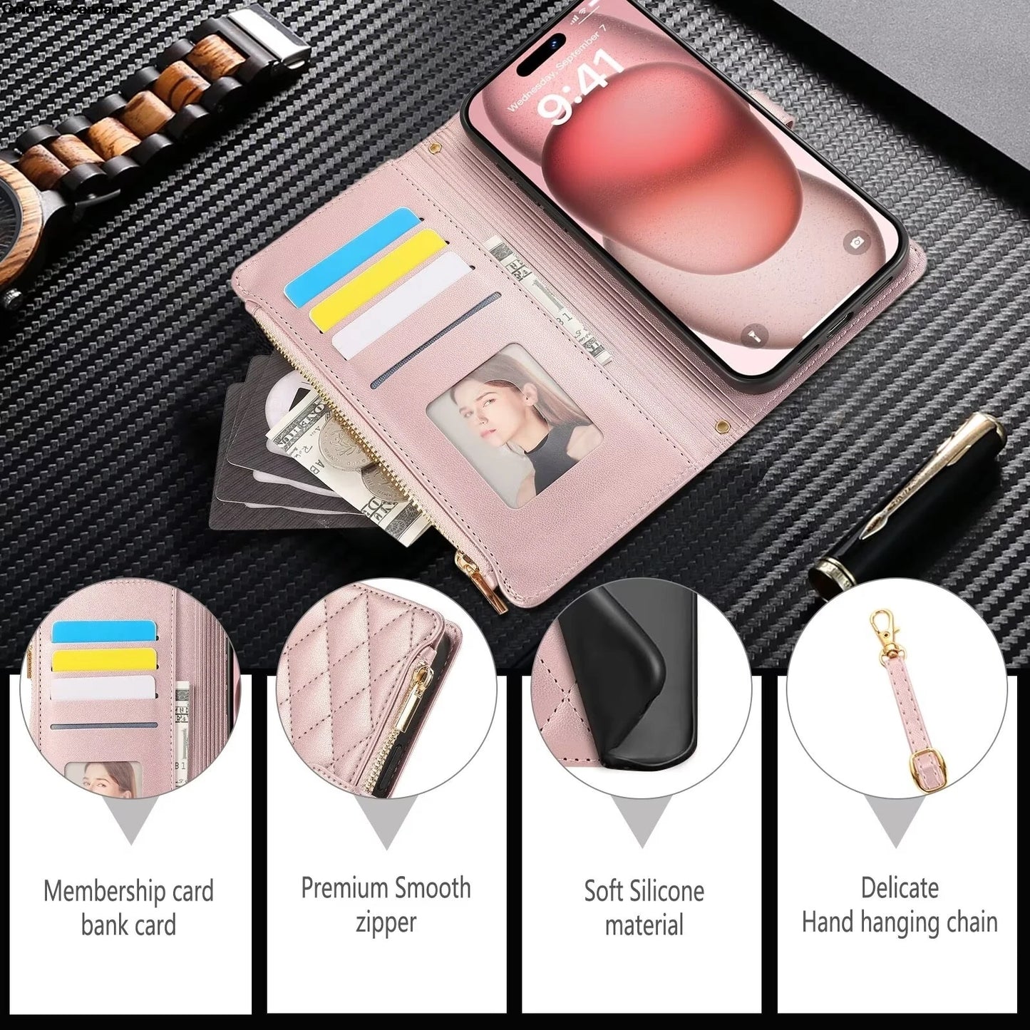 Lanyard Flip Leather Case for Xiaomi – Zipper Wallet & Card Cover for Redmi Note 13/12/12S/11/11S/10/10S/9S/9 Pro/13C/12 Poco X5/M6 Pro
