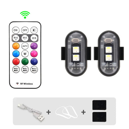 RGB LED Strobe Lights for Car & Motorcycle – 8-Color Wireless Flash Position Warning Lights for Aircraft & Helicopter