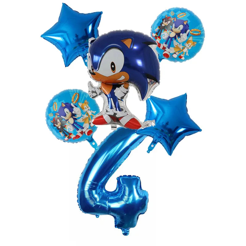 Sonic Cartoon Party Supplies Set – Disposable Tableware with Plates, Cups, Napkins & Balloons for Boys’ Birthday & Baby Shower Decor