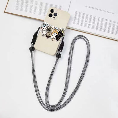 Cute Cartoon Cat & Dog Phone Lanyard – Adjustable Crossbody Shoulder Strap, Back Clip Hanging for Universal Mobile Phones