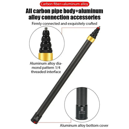 Carbon Fiber Invisible Extended Selfie Stick – 300CM for Insta360 X3, GO3, DJI, GoPro, Action Camera Accessories