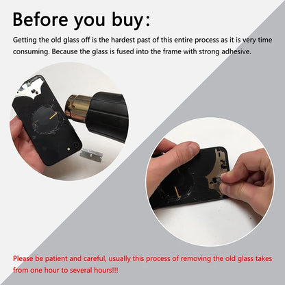 iPhone Rear Glass Back Cover Replacement - Compatible with iPhone 8 Plus, X, XR, XS Max, 11 Pro Max & SE Series