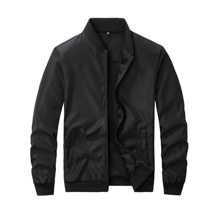 2024 Men's Spring Autumn Jacket – Short Loose Baseball Collar, Solid Color, Business Casual Thin Coat