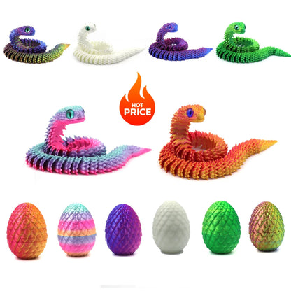 3D Printed Snake Egg Toys – Rotating Articulating Desktop Decorations & Anime-Inspired Home Decor Figures