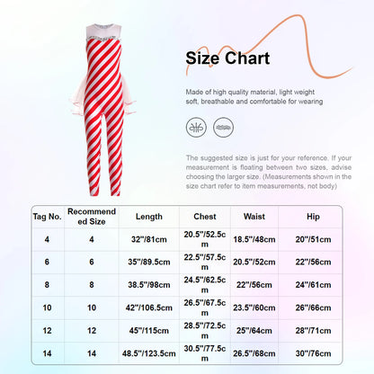 Kids Candy Cane Striped Christmas Tutu Leotard — Sequined Santa Bodysuit for Ballet & Gymnastics