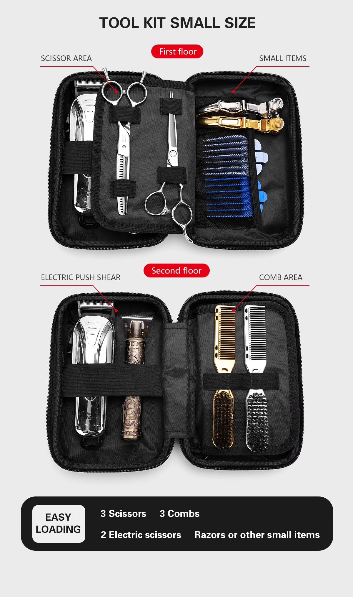 BARBERTOP Waterproof Tools Storage Bag – Hair Clipper, Scissors, Shaving Kits & Haircut Accessories Organizer Box