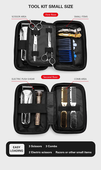BARBERTOP Waterproof Tools Storage Bag – Hair Clipper, Scissors, Shaving Kits & Haircut Accessories Organizer Box