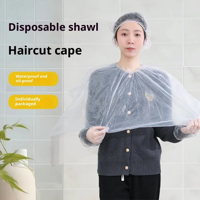 50PCS Disposable Waterproof Hair Salon Capes – Barber Perm & Hair Dye Neck Shawl Cutting Bib 100x100cm