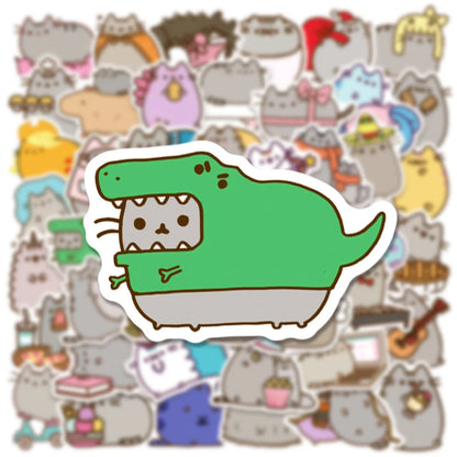 50/100-Piece Cute Cat Stickers - Waterproof Kawaii Cartoon Decals for Laptops, Stationery, Notebooks, and Kids’ Gifts
